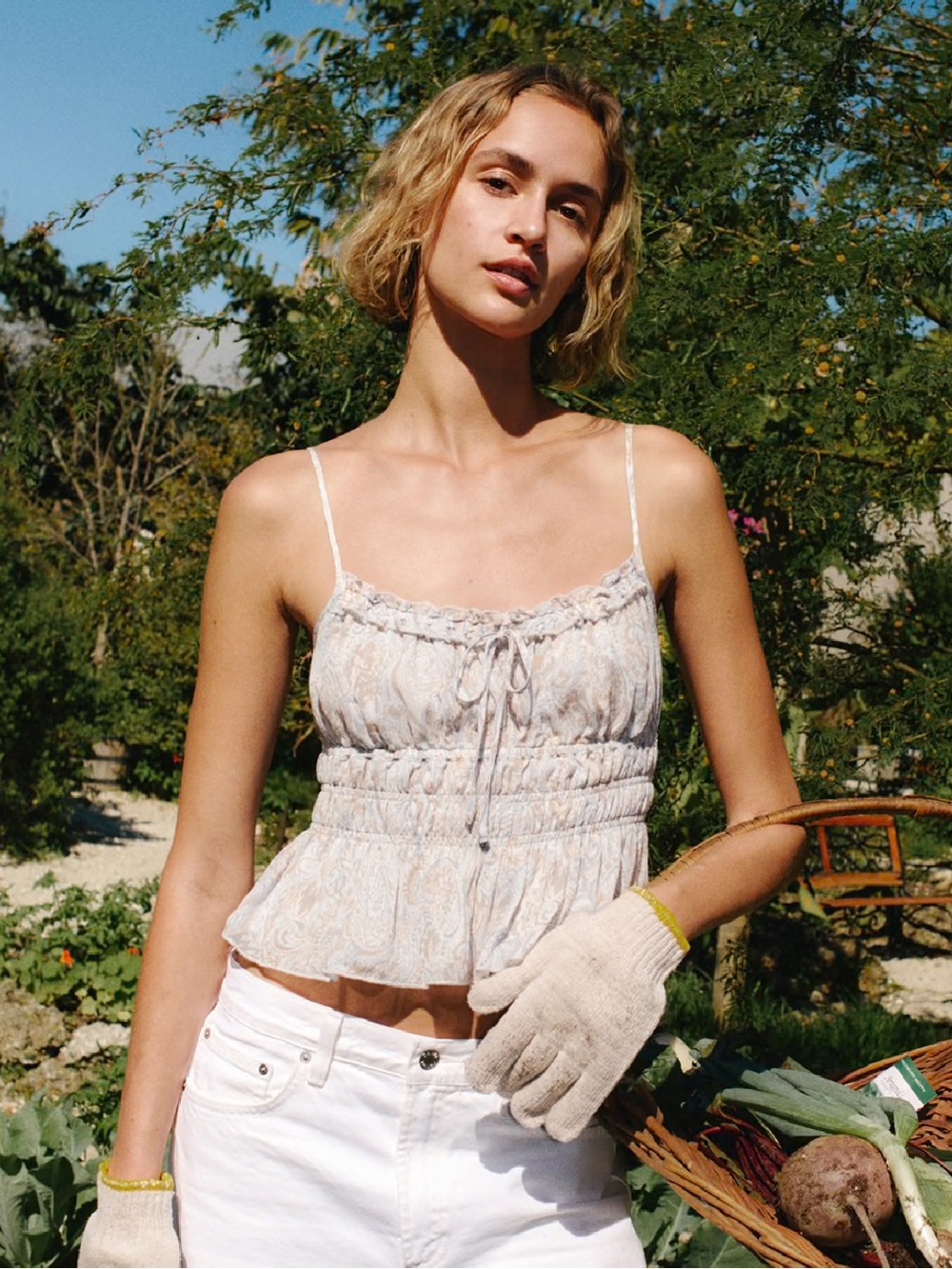 New - Current 2026 Aritzia Spring Line - Wilfred Calligraphy Chiffon Cami Top